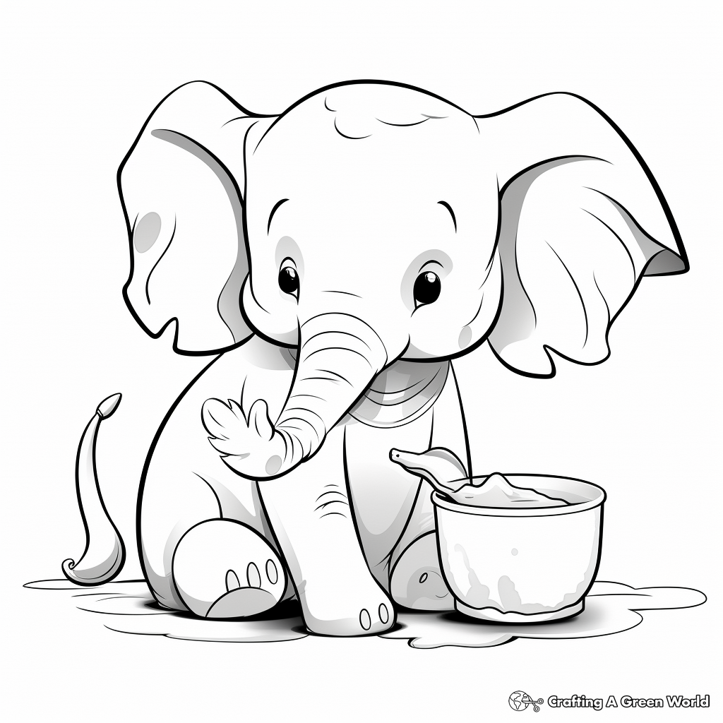 Elephant Savoring Boba Coloring Sheets 3