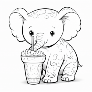 Elephant Savoring Boba Coloring Sheets 4