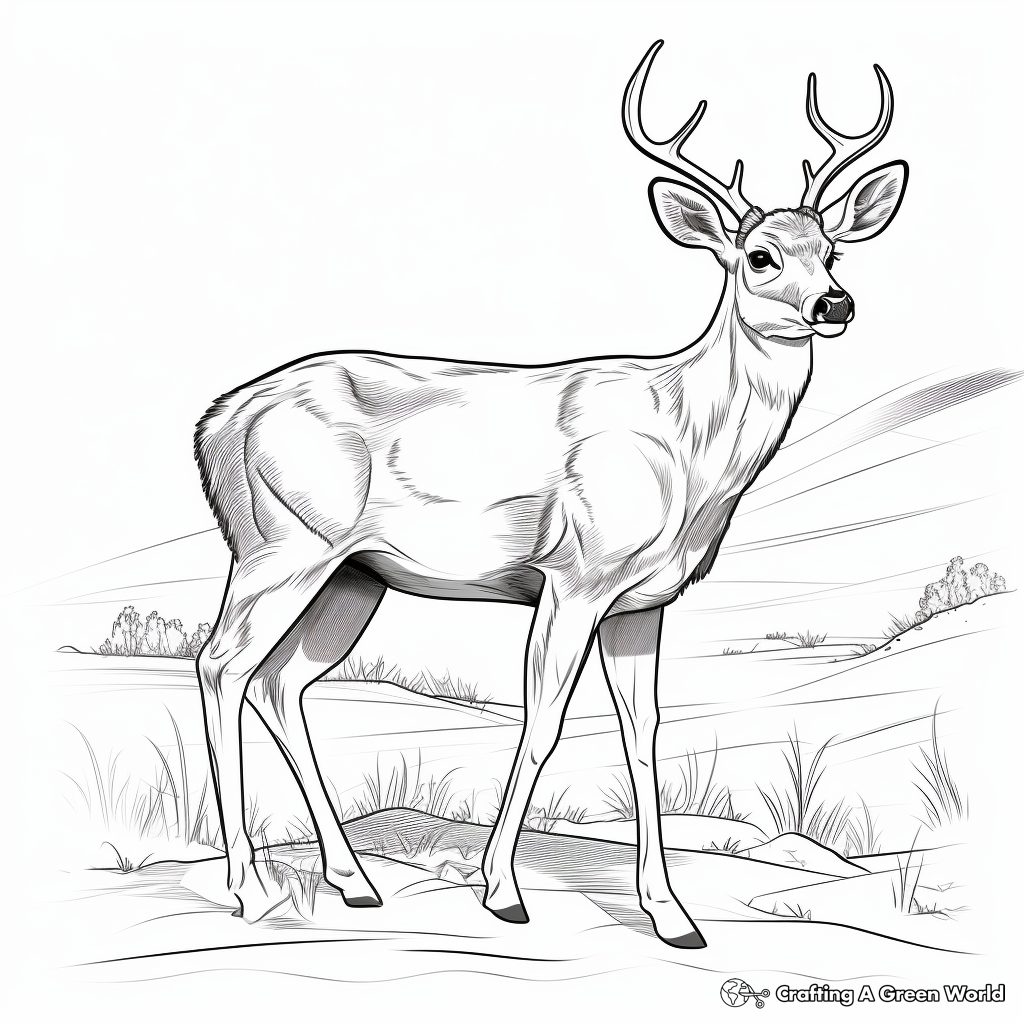 Elusive Mule Deer Coloring Pages 2