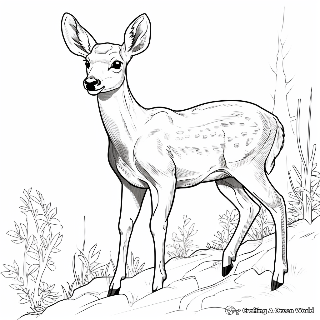 Elusive Mule Deer Coloring Pages 3