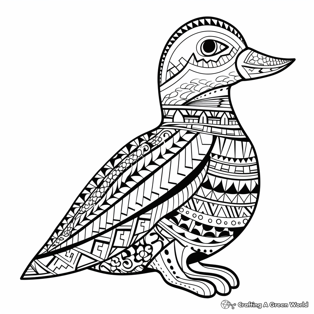 Embellished Loon with Intricate Patterns Coloring Page 4