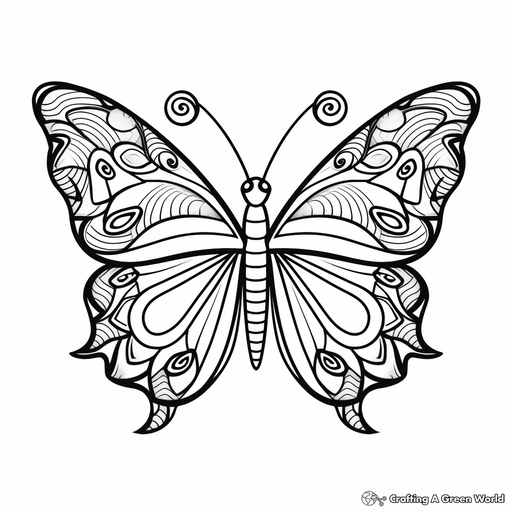 Emerald Swallowtail Butterfly Mandala Coloring Pages for Art Lovers 1