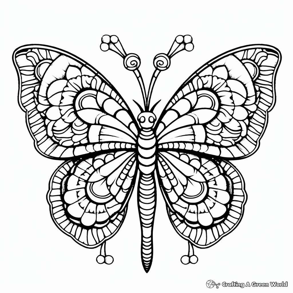 Emerald Swallowtail Butterfly Mandala Coloring Pages for Art Lovers 2