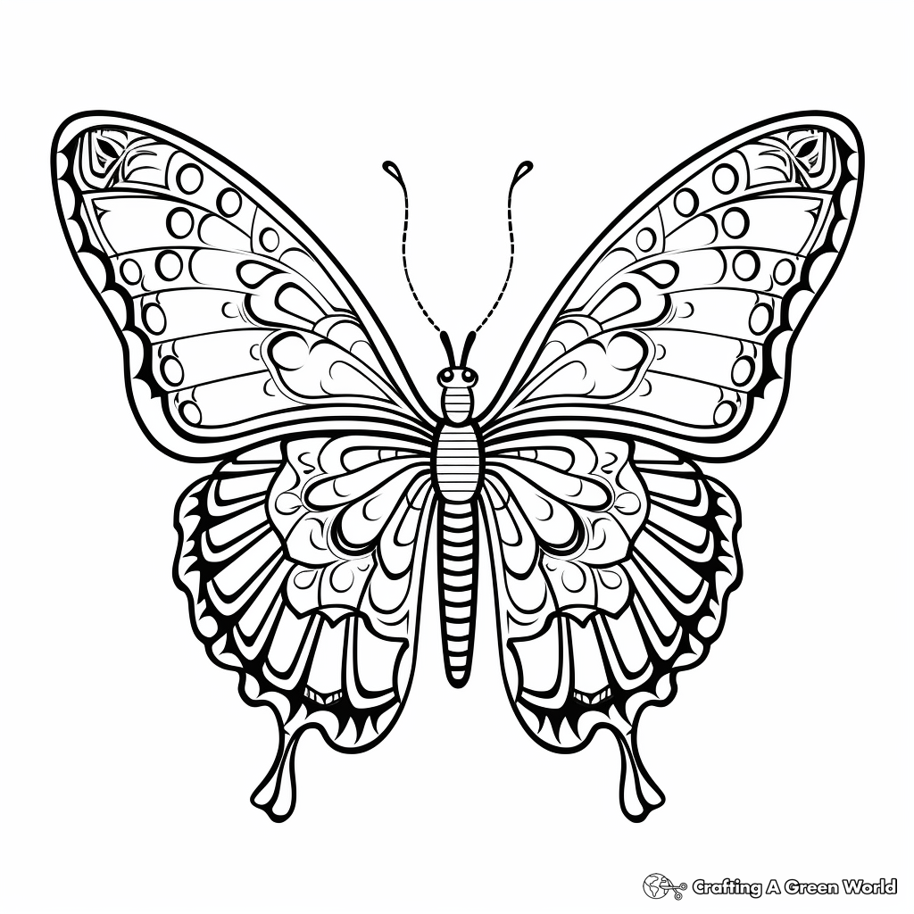 Emerald Swallowtail Butterfly Mandala Coloring Pages for Art Lovers 3
