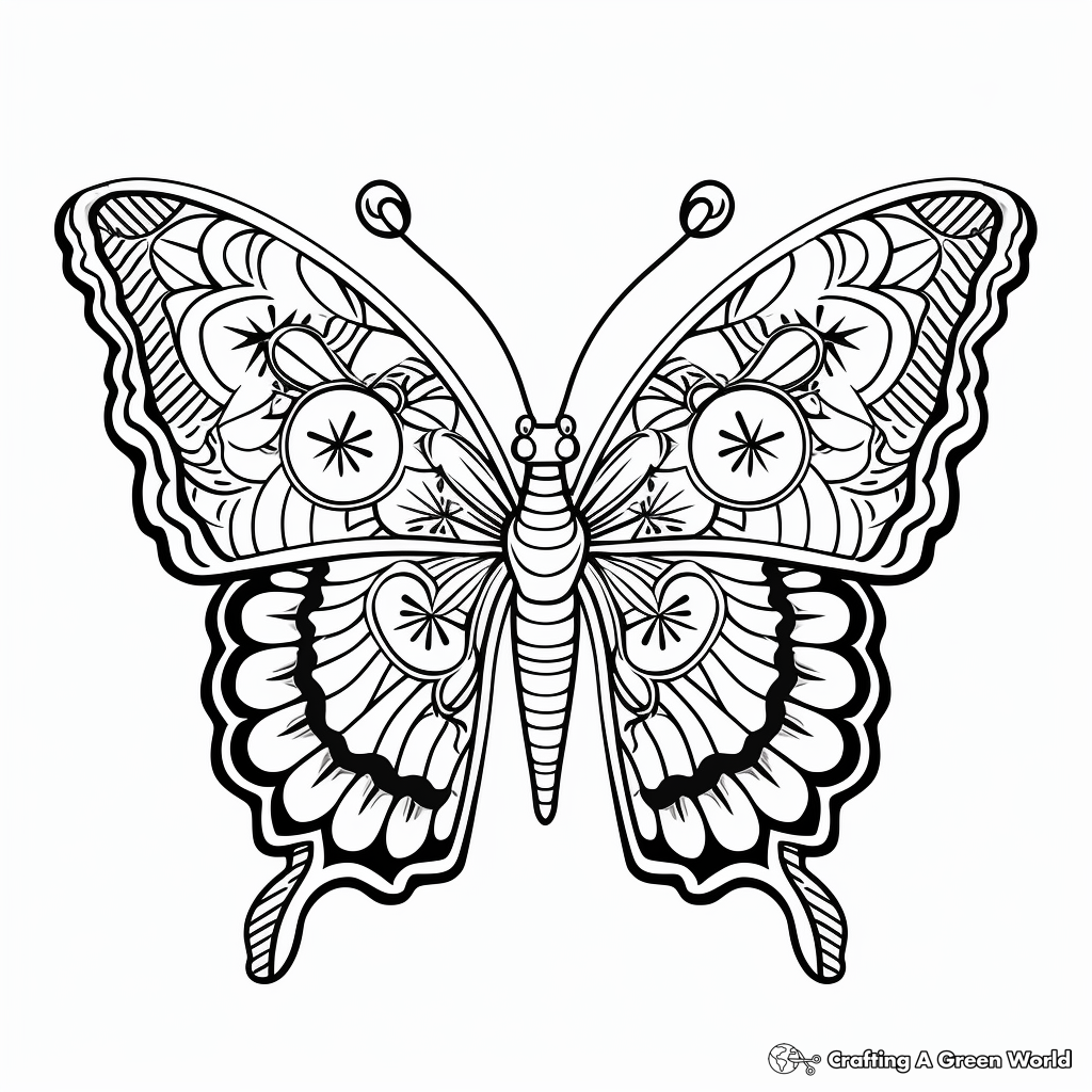 Emerald Swallowtail Butterfly Mandala Coloring Pages for Art Lovers 4
