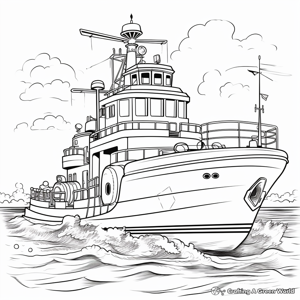 Emergency Tugboat Rescue Mission Coloring Pages 2