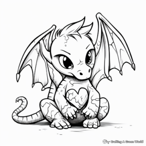 Emotive Dragon with Broken Heart Coloring Pages 1