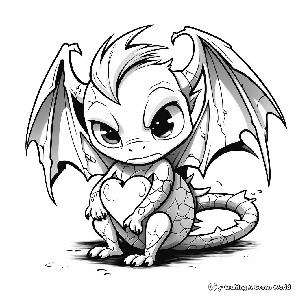Emotive Dragon with Broken Heart Coloring Pages 2