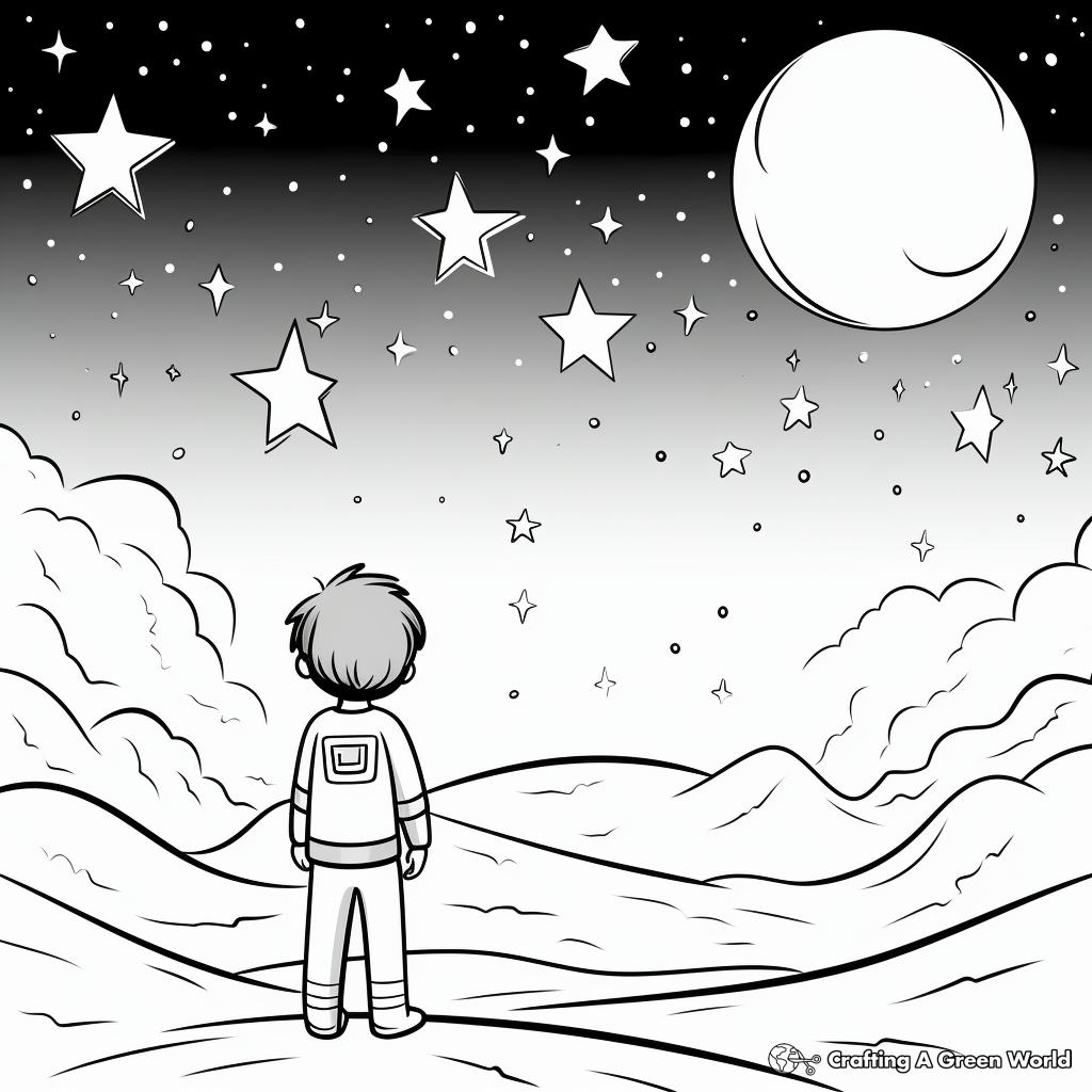 Empty Sky with Stars Coloring Pages 2