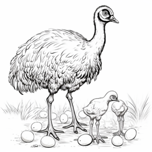 Emu Feeding Time Coloring Printable Page 3