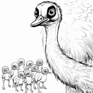 Emu Feeding Time Coloring Printable Page 4