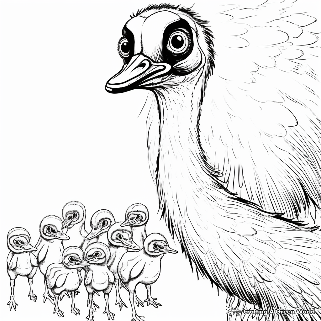Emu Feeding Time Coloring Printable Page 4