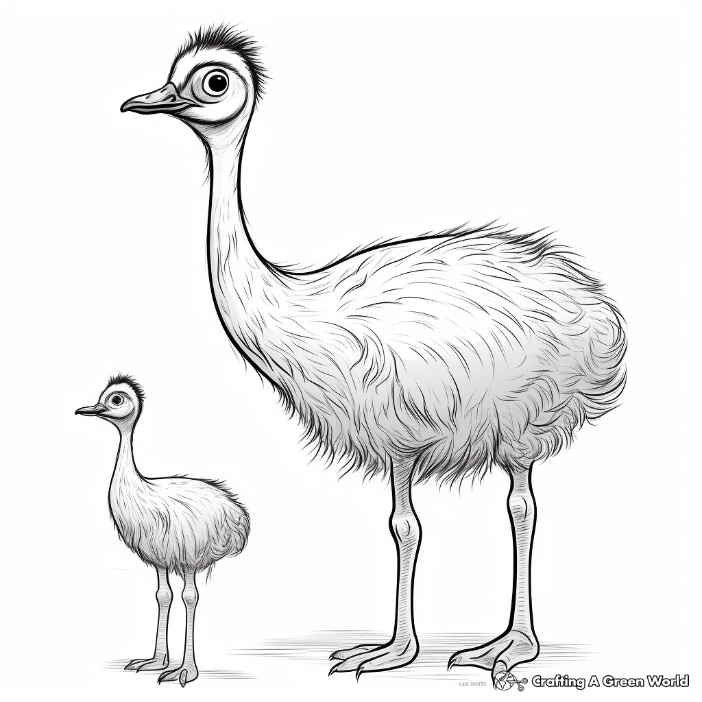 Emu Versus Ostrich: Comparative Coloring Sheets 2