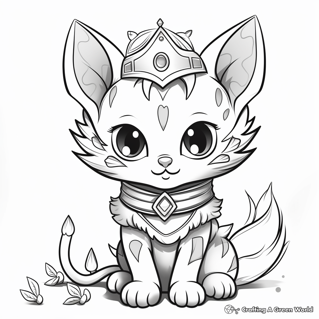 Enchanted Fairy Kitty Coloring Pages 1