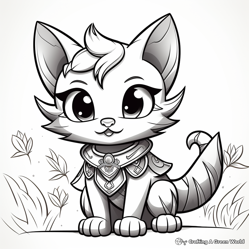 Enchanted Fairy Kitty Coloring Pages 2