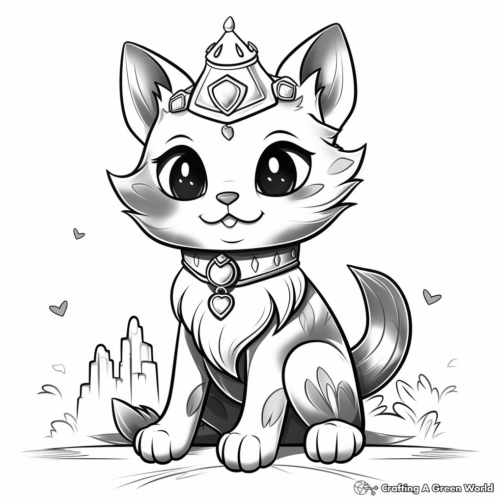 Enchanted Fairy Kitty Coloring Pages 3