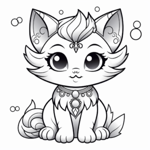 Enchanted Fairy Kitty Coloring Pages 4