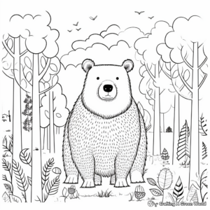 Enchanted Forest Black Bear Coloring Sheets 1