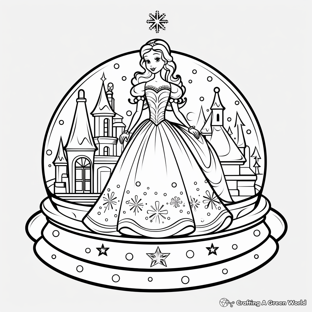 Enchanted Snow Globe Winter Princess Coloring Pages 2