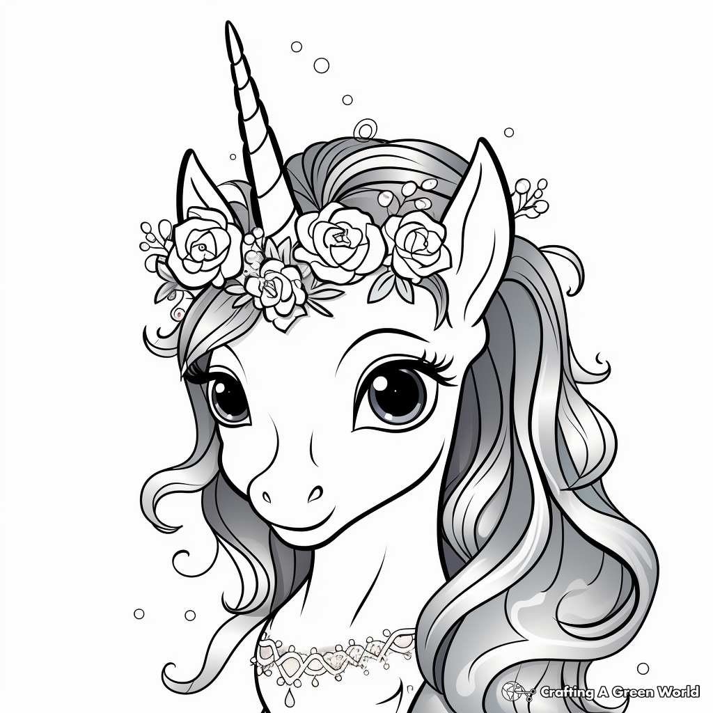 Enchanted Unicorn Tiara Coloring Pages 2