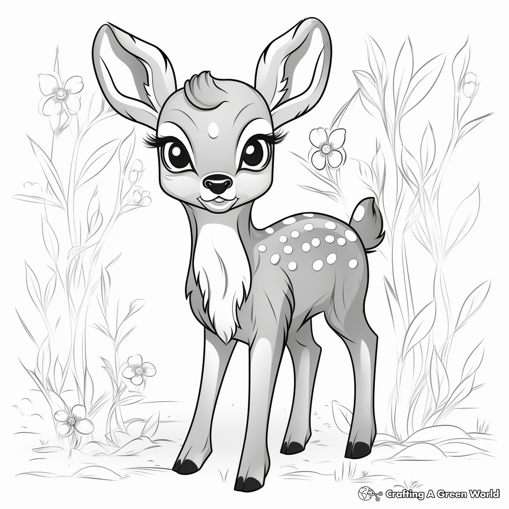 Enchanted Woodland Deer Coloring Sheets 2