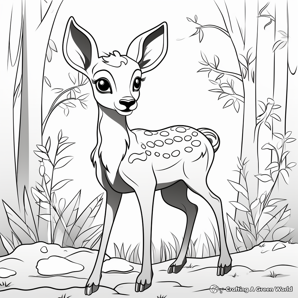 Enchanted Woodland Deer Coloring Sheets 4