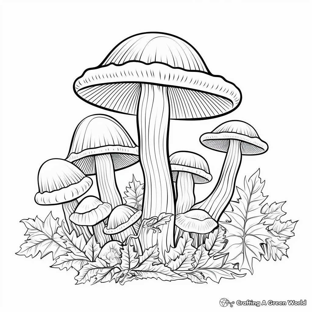 Enchanting Forest Mushroom Coloring Pages 1