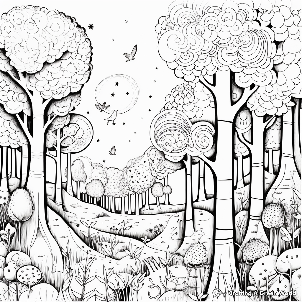 Enchanting Forest Scenes Coloring Pages 1