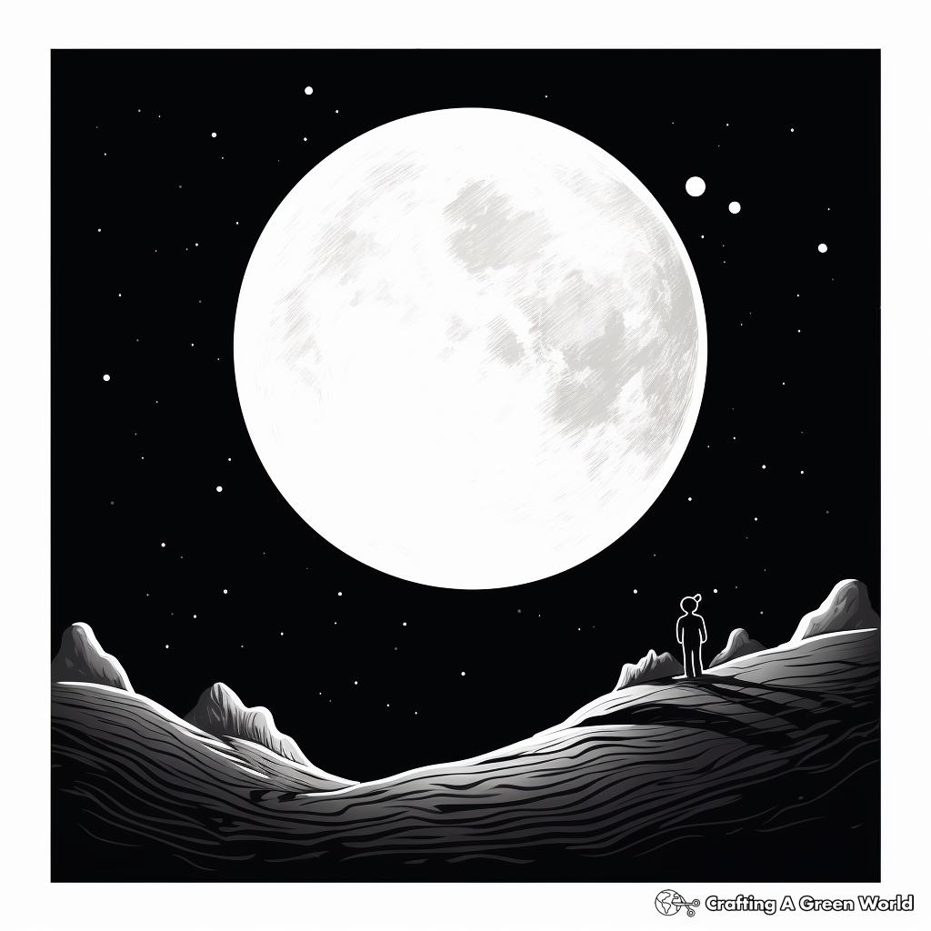Enchanting Full Moon in the Night Sky Coloring Pages 1