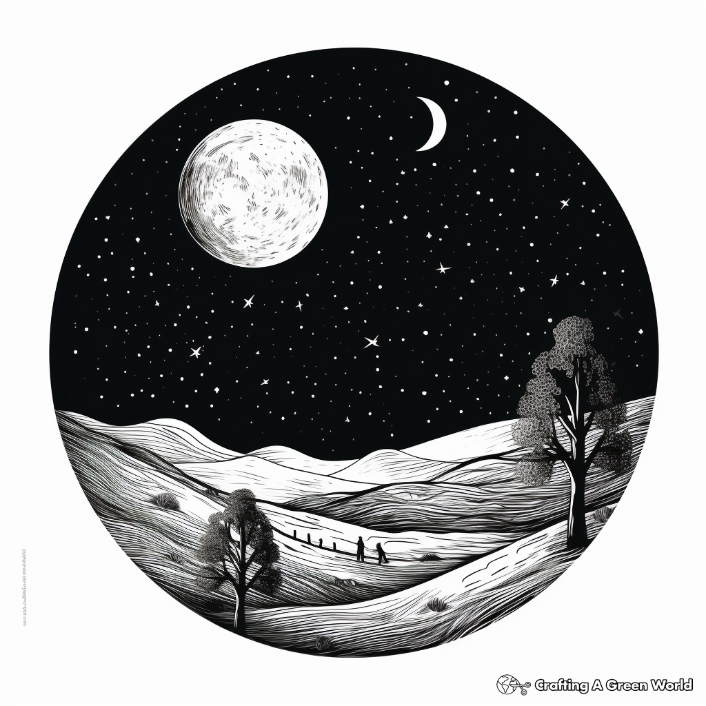 Enchanting Full Moon in the Night Sky Coloring Pages 3