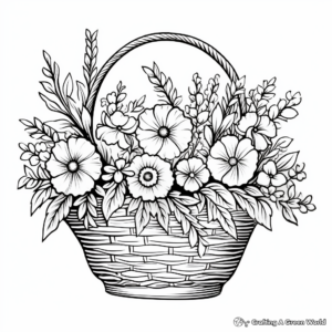 Enchanting Lavender Flower Basket Coloring Pages 2