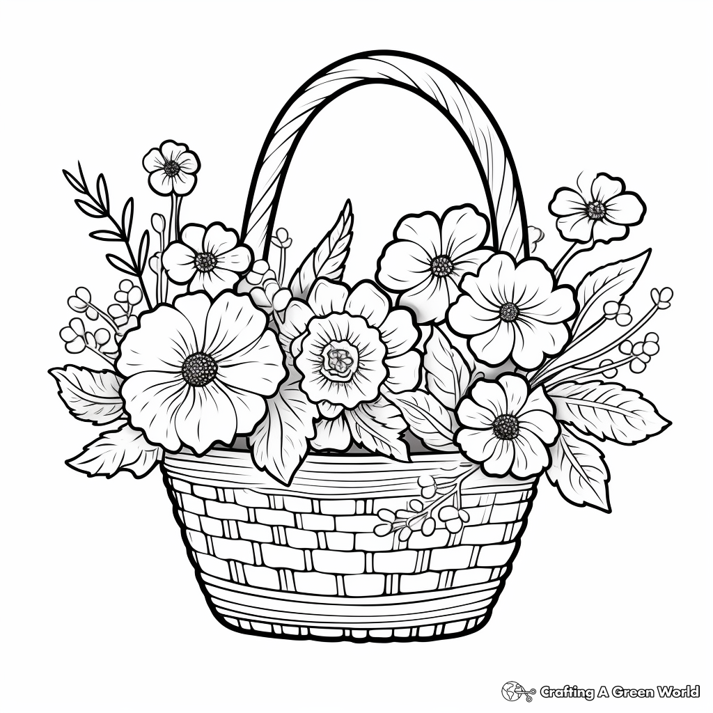 Enchanting Lavender Flower Basket Coloring Pages 4