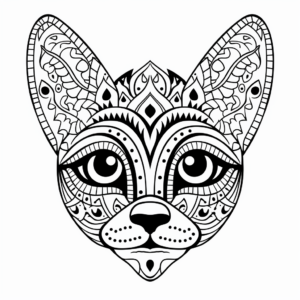 Enchanting Sphynx Cat Face Coloring Pages 1