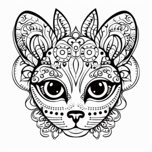 Enchanting Sphynx Cat Face Coloring Pages 2