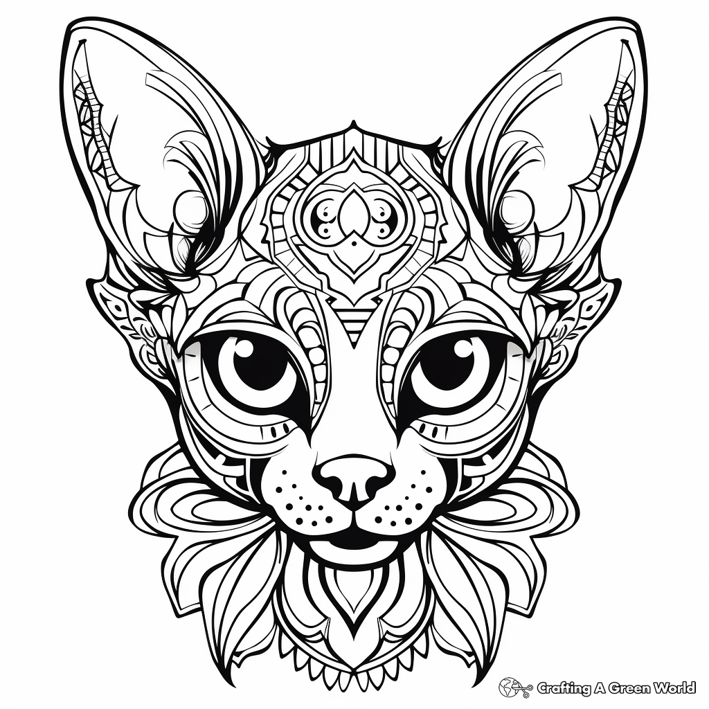 Enchanting Sphynx Cat Face Coloring Pages 3
