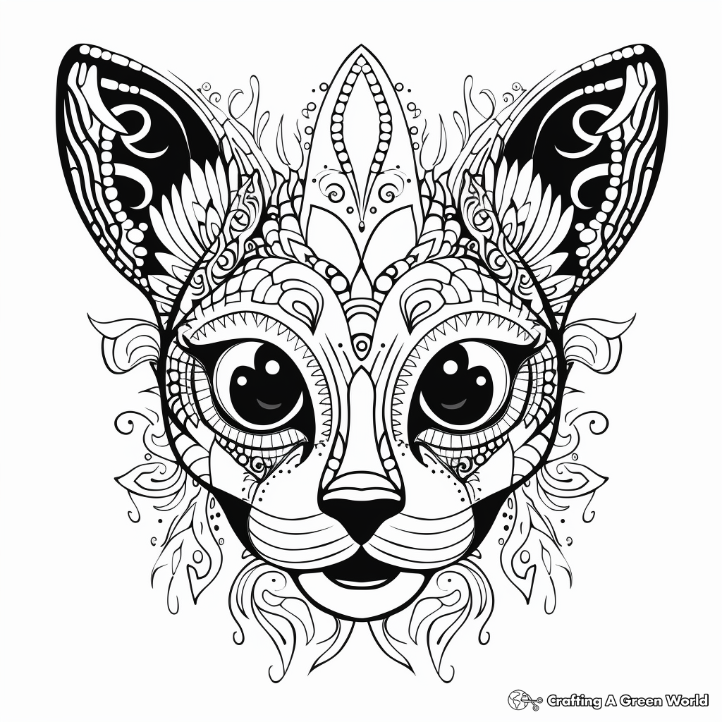 Enchanting Sphynx Cat Face Coloring Pages 4