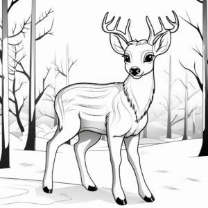 Enchanting Winter Deer Coloring Sheets 2
