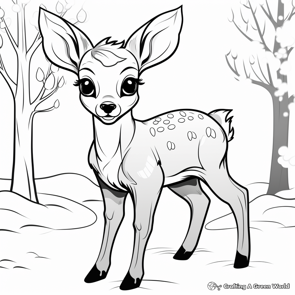 Enchanting Winter Deer Coloring Sheets 3