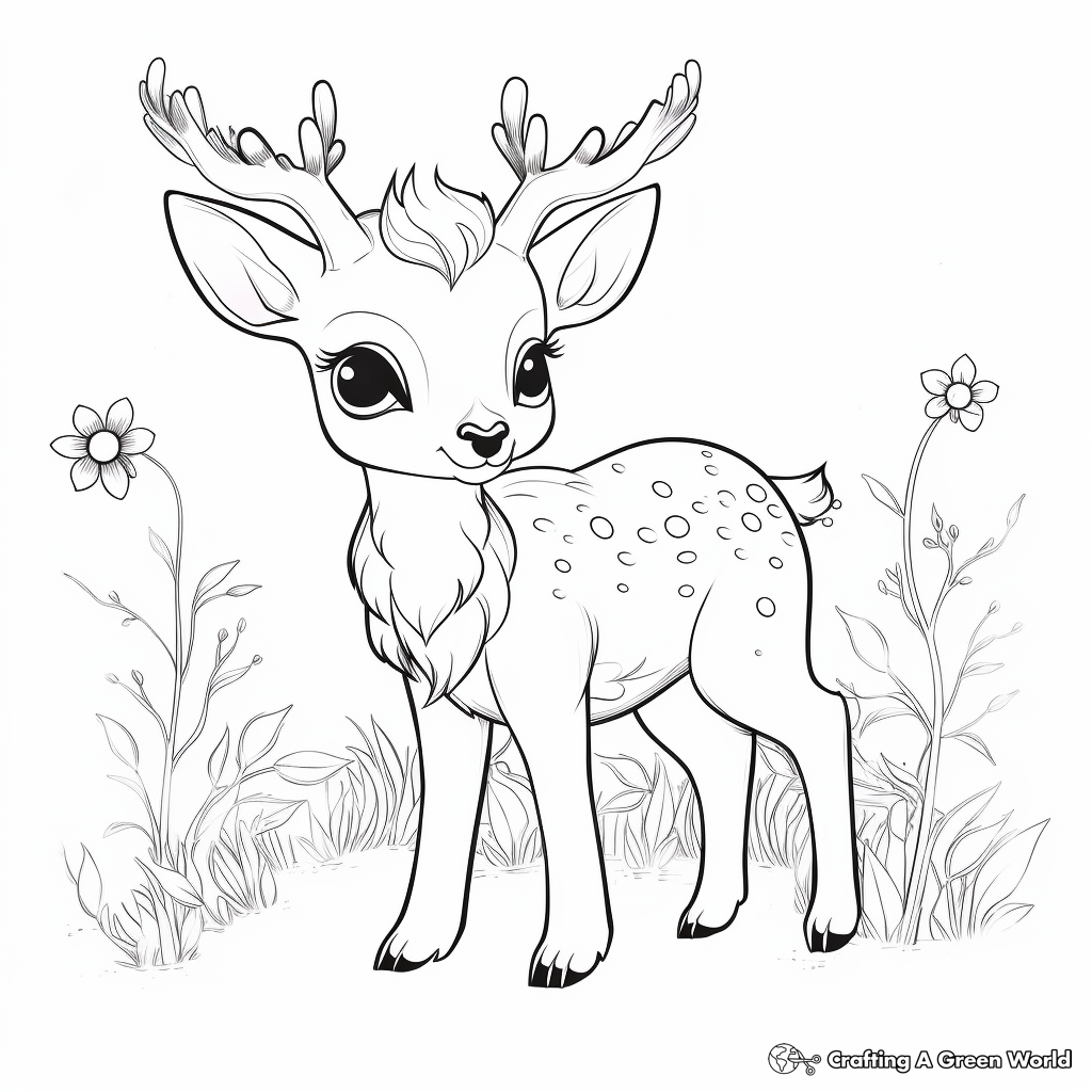 Enchanting Winter Deerling Coloring Sheets 4