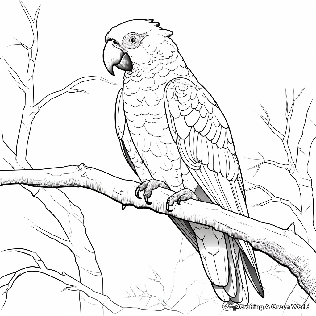 Endangered Blue-throated Macaw Coloring Sheets 1