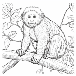 Endangered White-headed Capuchin Coloring Page 1