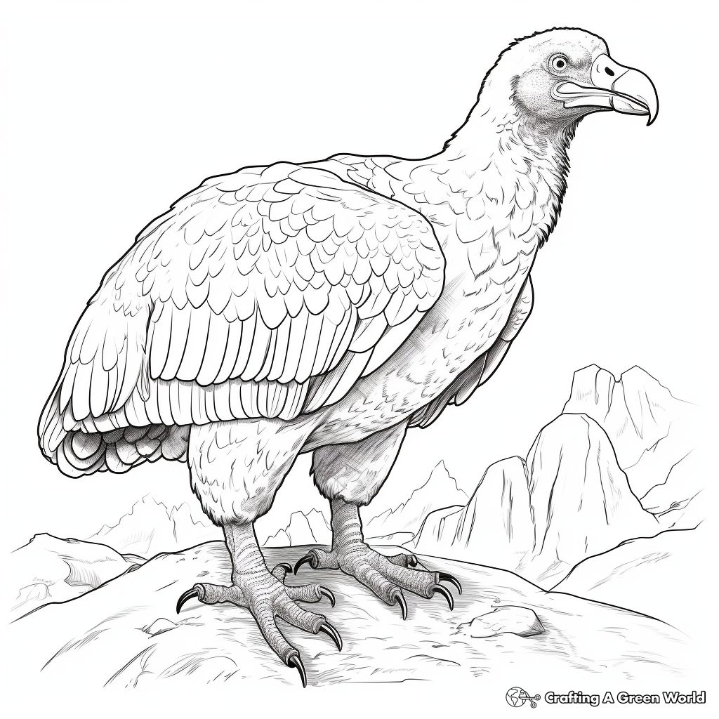 Endangered White-rumped Vulture Coloring Page 2