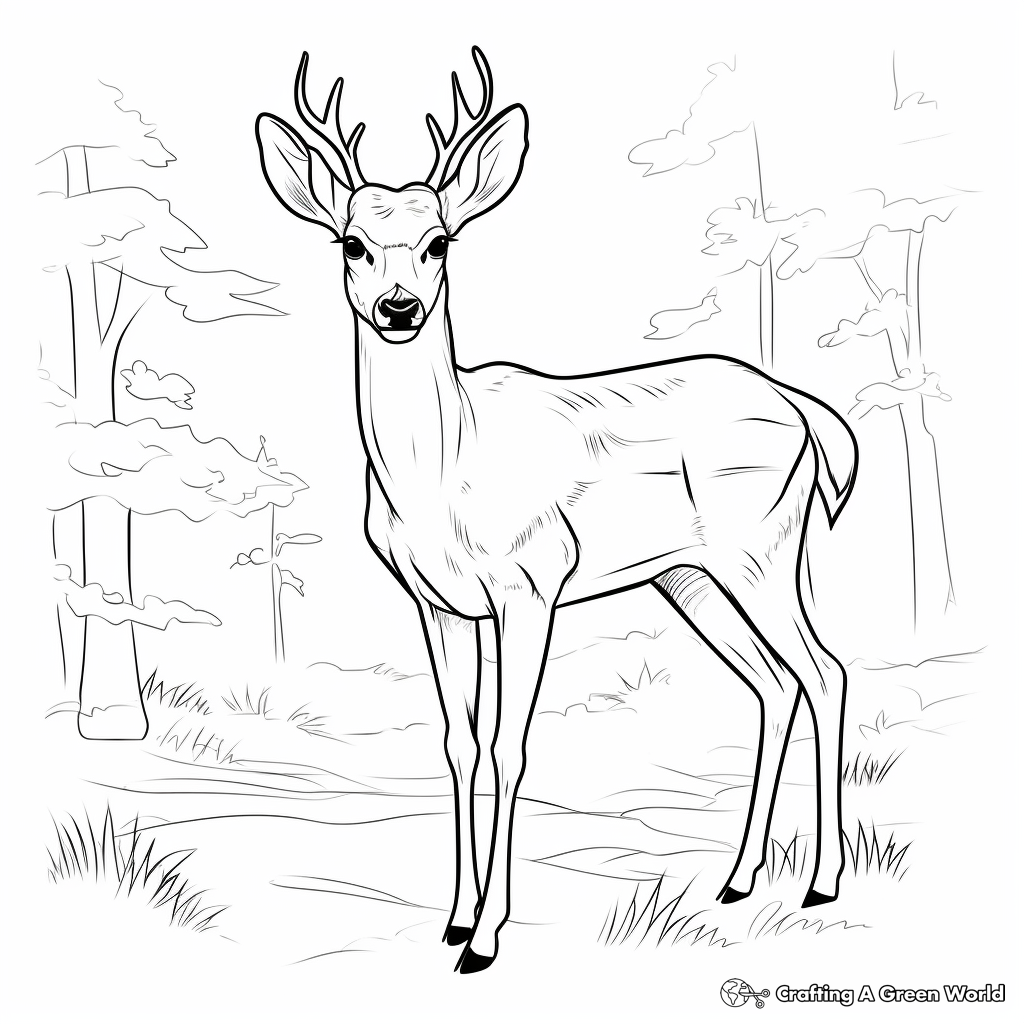 Endangered White Tailed Deer: Awareness Coloring Page 2