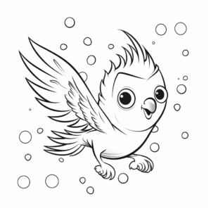 Energetic Flying Cockatiel Coloring Pages 1