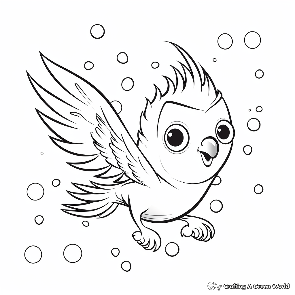 Energetic Flying Cockatiel Coloring Pages 1