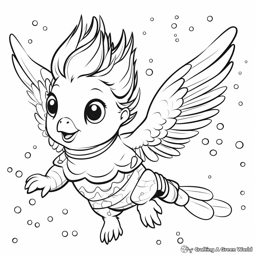 Energetic Flying Cockatiel Coloring Pages 2