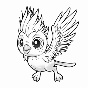 Energetic Flying Cockatiel Coloring Pages 3