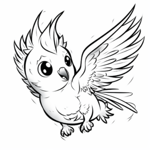 Energetic Flying Cockatiel Coloring Pages 4