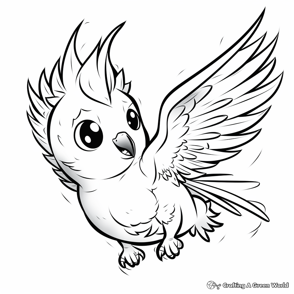 Energetic Flying Cockatiel Coloring Pages 4