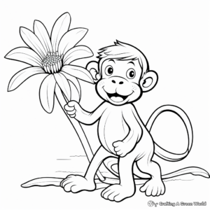Energetic Monkey with Banana Flower coloring pages 2
